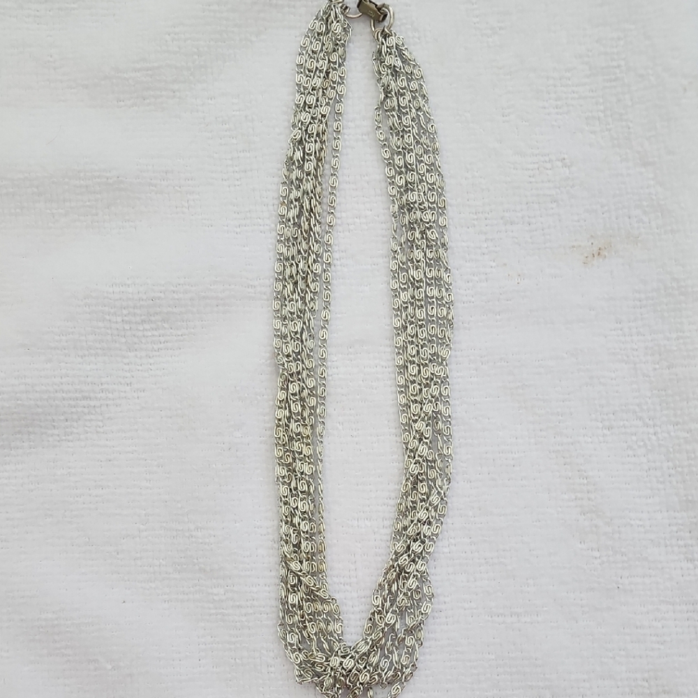 Vintage Signed Sarah Coventry Silver Tone Multistrand Chain Necklace 16
